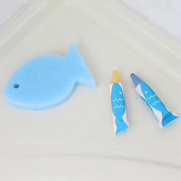 おふろ用キットパス6色&おかたづけネットセット ブルー 日本理化学工業 【絵の具 クレヨン アート お風呂 窓ガラス 鏡 描いて消せる】【送料無料 沖縄・一部地域を除く】